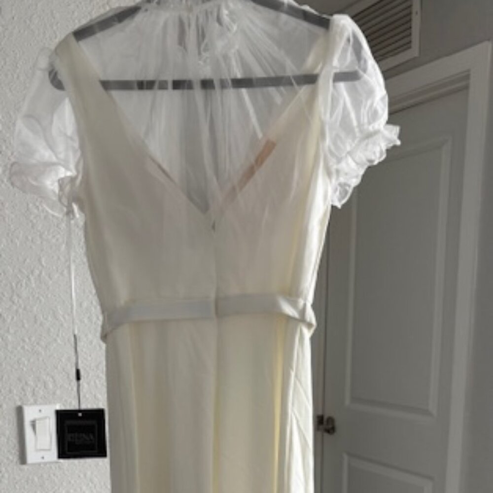 Ieena for Mac Duggal 26621 Ruffle Neck Buckle Belt Jumpsuit Size 6 MSRP $398.00 - Picture 11 of 12